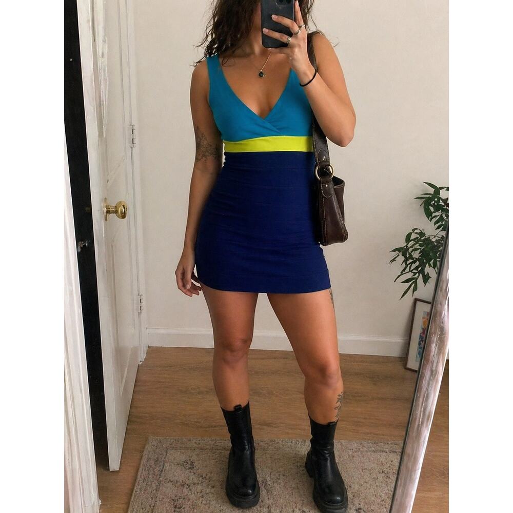 y2k Express Colorblock Bodycon Bandage Mini Dress size-XS/S
